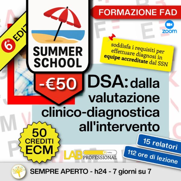 Corso Alta Formazione ECM – DSA: dalla valutazione clinico-diagnostica all’intervento – 6° edizione