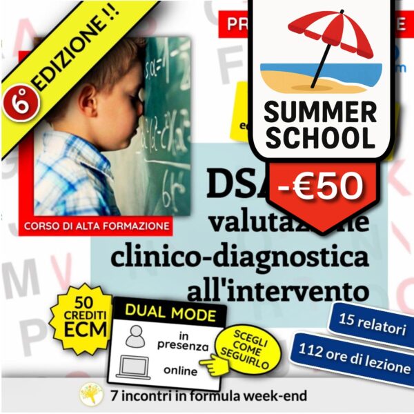 Corso Alta Formazione ECM – DSA: dalla valutazione clinico-diagnostica all’intervento – 6° edizione