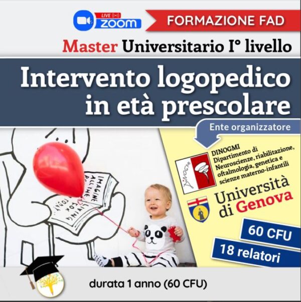 MASTER I°LIVELLO - INTERVENTO LOGOPEDICO IN ETA’ PRESCOLARE 🔥 1° EDIZIONE